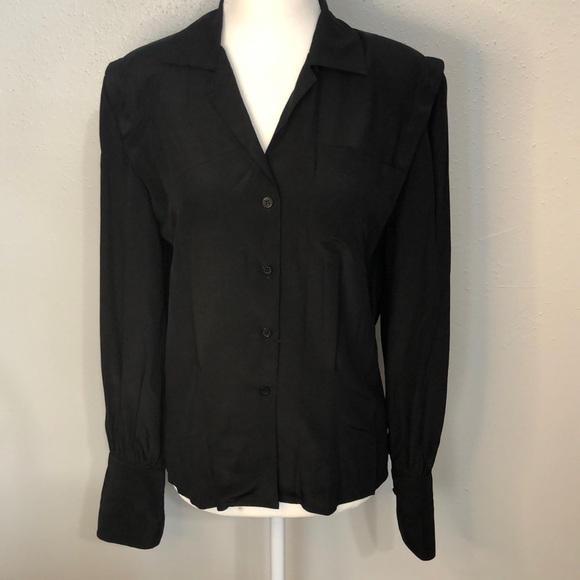 Vintage Lisa and Scott black silk blouse size 4 flattering - Picture 1 of 5